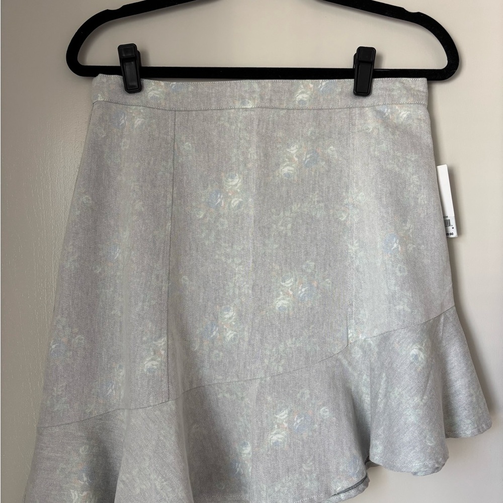 Nordstrom BP Light Blue Floral Ruffle Hem Mini Skirt NWT Size M